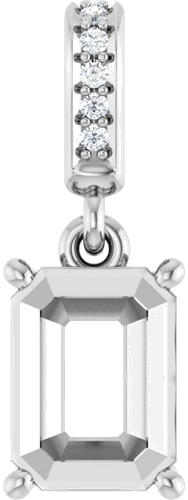 Pakabukas „Accented“ 14k white gold Emerald 8mm x 6mm (1)