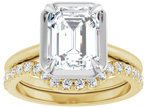 Sužadėtuvių Žiedas „Claw-Prong Solitaire Bezel-Style“ 14k yellow/white gold Emerald 9mm x 7mm (8)