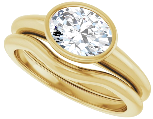 Sužadėtuvių Žiedas „Bezel-Set Solitaire“ 14k yellow gold Oval 8mm x 6mm (10)