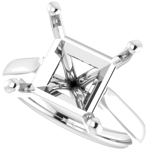 Sužadėtuvių Žiedas „Solitaire“ 585 Baltojo Aukso Square 10mm (5)