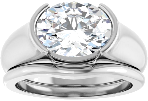 Sužadėtuvių Žiedas „Half Bezel Solitaire“ 14k white gold Oval 10mm x 8mm (8)