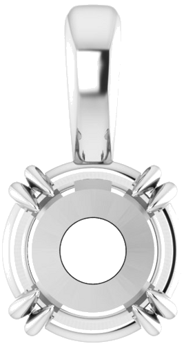 14K White 4 mm Round 4-Prong Double-Claw Pendant Mounting (1)