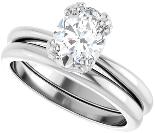 Sužadėtuvių Žiedas „Solitaire“ 14k white gold Oval 8mm x 6mm (10)