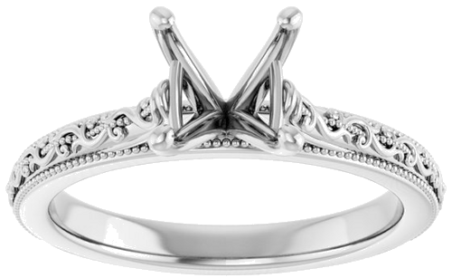 Sužadėtuvių Žiedas „Solitaire Sculptural“ 14k white gold Square 5.5mm (3)