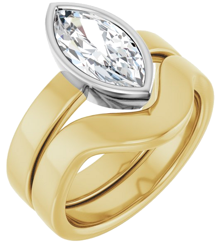 Sužadėtuvių Žiedas „Bezel-Set Solitaire“ 14k yellow/white gold Marquise 12mm x 6mm (6)