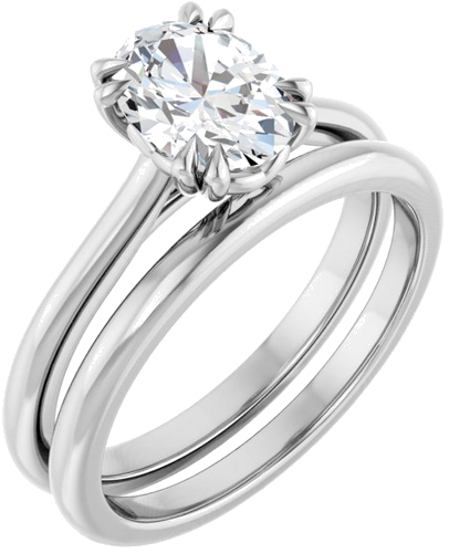 14K White 8x6 mm Oval Solitaire Engagement Ring Mounting (6)