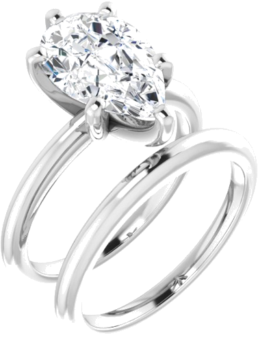 14K White  12x8 mm Pear Solitaire Engagement Ring Mounting (6)