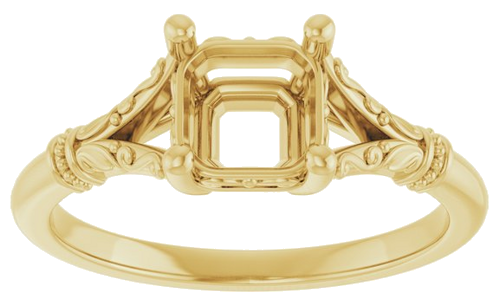 Sužadėtuvių Žiedas „Sculptural“ 10k yellow gold Asscher 6mm (3)