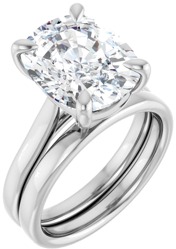 Sužadėtuvių Žiedas „Claw-Prong Solitaire“ 14k white gold Elongated Cushion 12mm x 10mm (5)