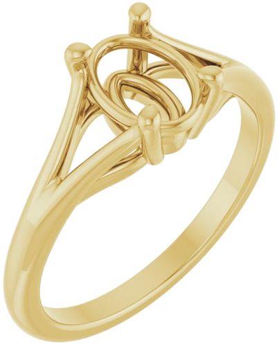 Sužadėtuvių Žiedas „Solitaire Split-Shank“ 14k yellow gold Oval 8mm x 6mm (1)