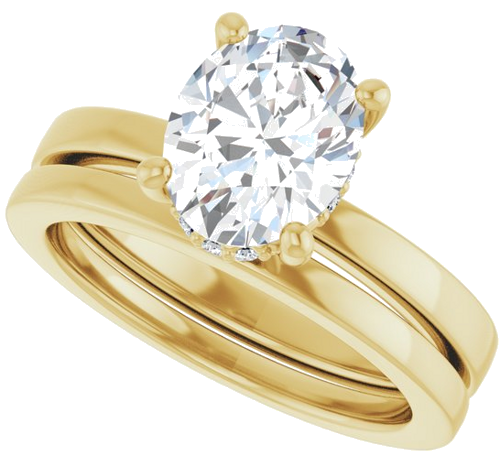 Sužadėtuvių Žiedas „Hidden Halo-Style“ 14k yellow gold Oval 9mm x 7mm (10)