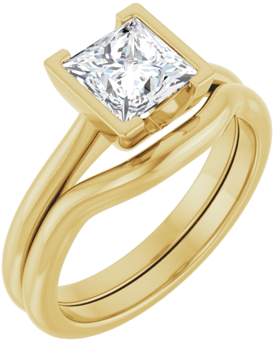14K Yellow 6x6 mm Square Solitaire Engagement Ring Mounting (6)