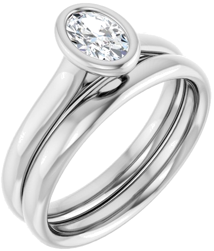 Sužadėtuvių Žiedas „Bezel-Set Solitaire“ 14k white gold Oval 6mm x 4mm (6)