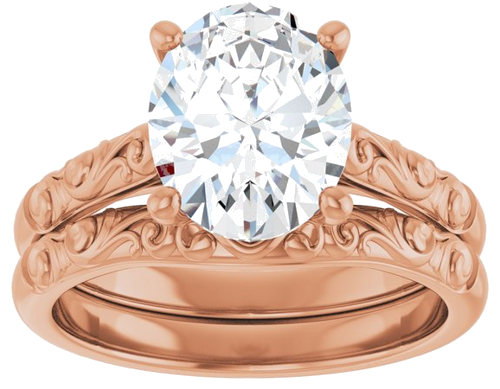 Sužadėtuvių Žiedas „Solitaire“ 14k rose gold Oval 10mm x 8mm (8)