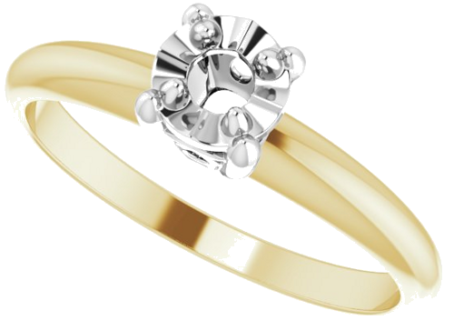 14K Yellow   White 4.1 mm Round 4-Prong Illusion Solitaire Ring Mounting (5)
