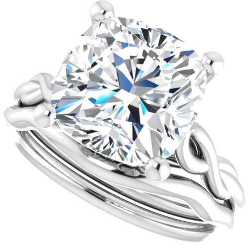 Sužadėtuvių Žiedas „Solitaire Sculptural“ 14k white gold Cushion 10mm (10)