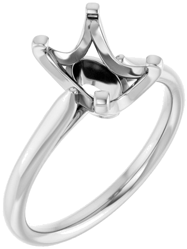 14K White 8x6 mm Emerald Solitaire Engagement Ring Mounting (1)