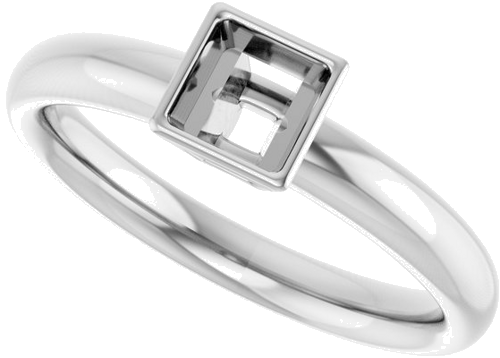 Sužadėtuvių Žiedas „Bezel-Set Solitaire“ 14k white gold Square 4mm (5)