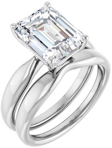 Sužadėtuvių Žiedas 14k white gold Emerald 10mm x 8mm (6)