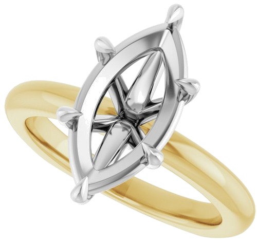 Sužadėtuvių Žiedas „Claw-Prong Euro Shank“ 14k yellow/white gold Marquise 14mm x 7mm (5)