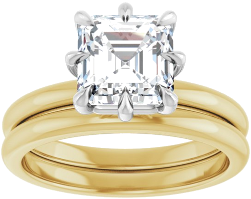 Sužadėtuvių Žiedas „Claw-Prong“ 14k yellow/white gold Asscher 7mm (8)
