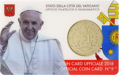 2017žž18 Vatican Francis Coat of Arms 50 cent coin on BU card (1)