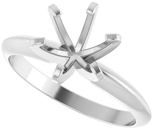 14K White 7 mm Round Engagement Ring Mounting (5)