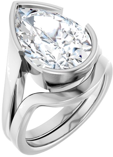 Sužadėtuvių Žiedas „Half-Bezel Solitaire“ 925 Sidabro Pear 15mm x 10mm (6)