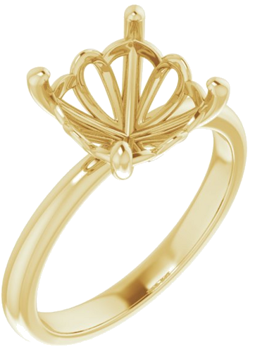 14K Yellow 9 mm Cushion Solitaire Engagement Ring Mounting (1)