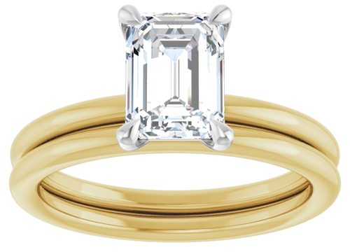 Sužadėtuvių Žiedas „Claw-Prong Solitaire“ 14k yellow/white gold Emerald 7.5mm x 5.5mm (8)