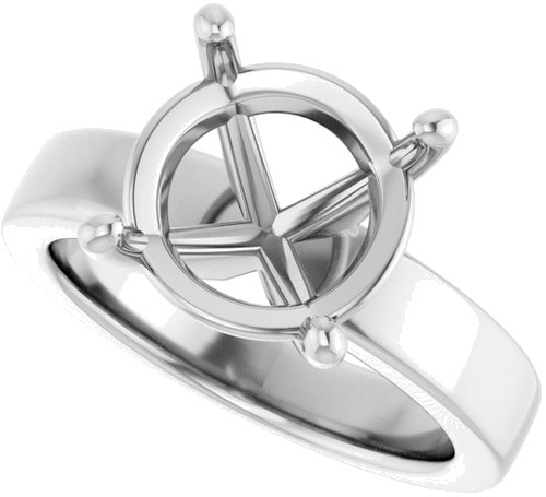 Platinum 11 mm Round Solitaire Engagement Ring Mounting (5)