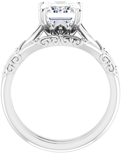 Sužadėtuvių Žiedas „Solitaire Sculptural“ 14k white gold Emerald 9mm x 7mm (7)