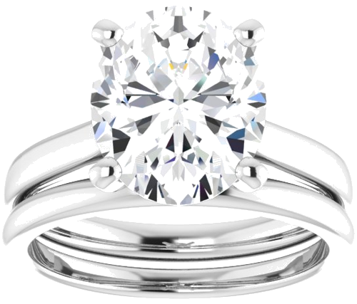 14K White 11x9 mm Oval Engagement Ring Mounting (8)