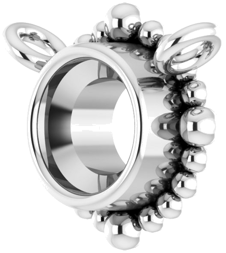 14K White 3.5 mm Round Beaded Bezel-Set Necklace Center (2)