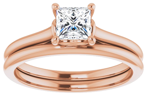 Sužadėtuvių Žiedas „Solitaire“ 585 Rožinis Aukso Square 4.5mm (8)