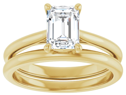 Sužadėtuvių Žiedas „Solitaire“ 585 Geltonojo Aukso Emerald 7mm x 5mm (8)