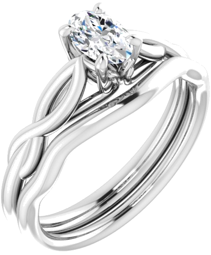 Sužadėtuvių Žiedas „Solitaire Sculptural“ 14k white gold Oval 6mm x 4mm (6)