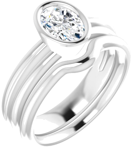 Sužadėtuvių Žiedas „Bezel-Set Solitaire“ 925 Sidabro Oval 7mm x 5mm (6)