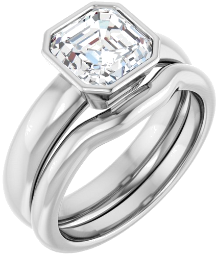 Sužadėtuvių Žiedas „Bezel-Set Solitaire“ 14k white gold Asscher 7mm (6)