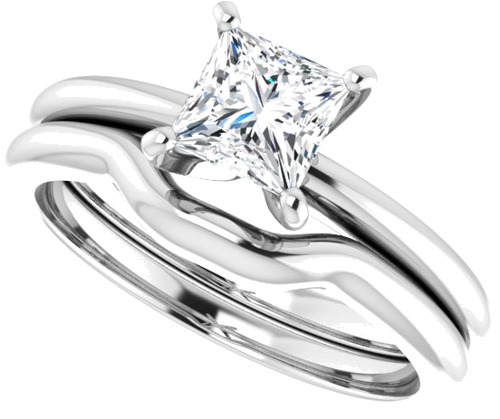 Sužadėtuvių Žiedas „Solitaire“ 14k white gold Square 5mm (10)