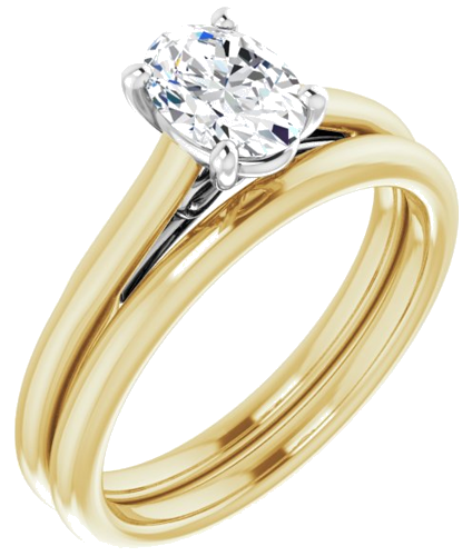 14K Yellow   White  7x5 mm Oval Solitaire Engagement Ring Mounting (6)