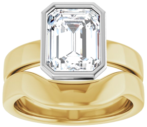 Sužadėtuvių Žiedas „Bezel-Set Solitaire“ 14k yellow/white gold Emerald 9mm x 7mm (8)