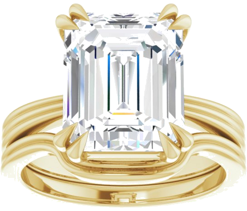 Sužadėtuvių Žiedas „Double Claw-Prong Solitaire“ 14k yellow gold Emerald 11mm x 9mm (8)