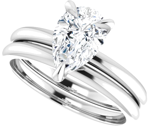 14K White  9x6 mm Pear Solitaire Engagement Ring Mounting (10)