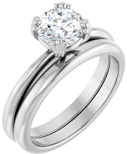 Sužadėtuvių Žiedas „Solitaire“ 14k white gold Round 6.5mm (6)