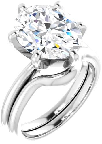 Sužadėtuvių Žiedas „Solitaire“ 585 Baltojo Aukso Oval 12mm x 10mm (6)