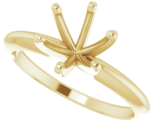 14K Yellow 7.3-7.7 mm Round 6-Prong Comfort-Fit Solitaire Ring Mounting (5)