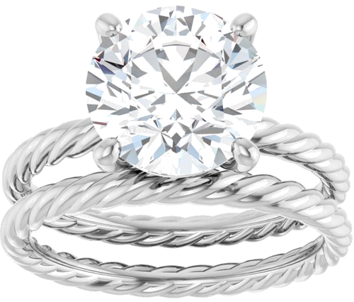Sužadėtuvių Žiedas „Solitaire Rope“ 14k white gold Round 9.4mm (8)
