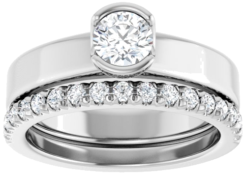 Sužadėtuvių Žiedas „Half-Bezel Solitaire“ 14k white gold Round 4.8mm (8)