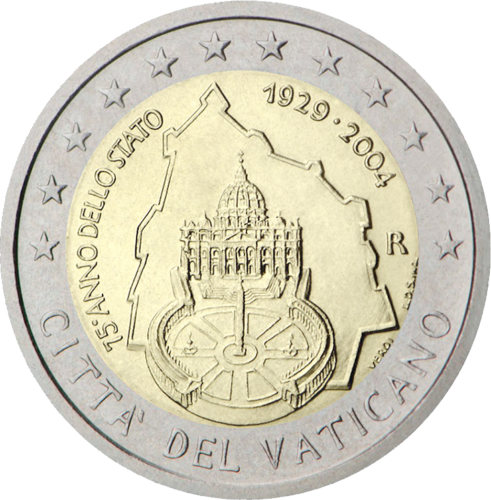 2004 Vatican 75th anniversary of Vatican City 2 euro coin (1)